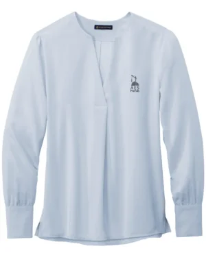 Women’s Open-Neck Satin Blouse - AES PreFab